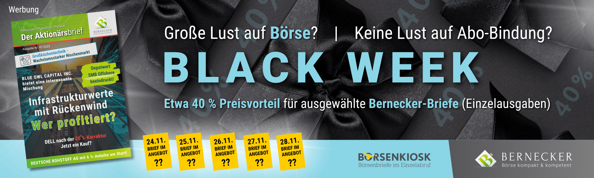BLACK WEEK im BoersenKiosk - Sichern Sie sich fantastische Rabatte