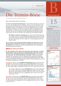 Die Termin-Börse Nr. 15 vom 10.04.2026